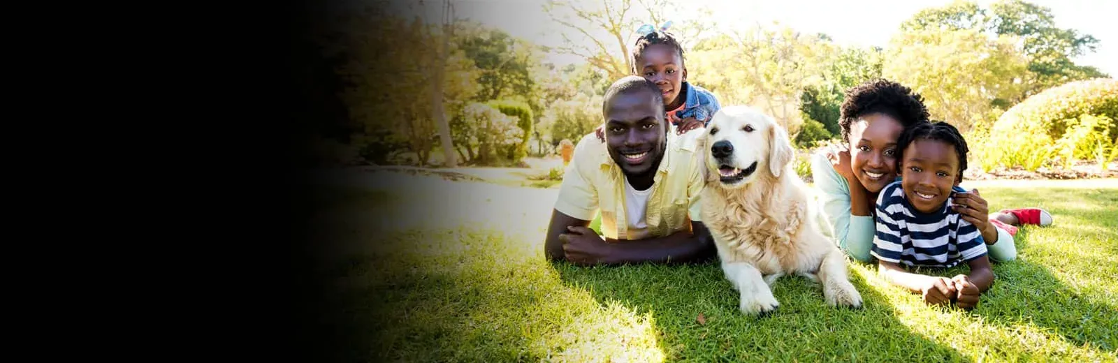 Family photo in a beautiful healthy lawn